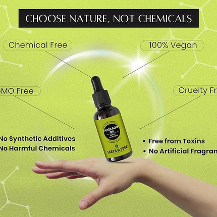 EARTH N PURE Avocado Oil Cold Pressed, Natural and Therapeutic Grade for Hair and Skin - 100 ml