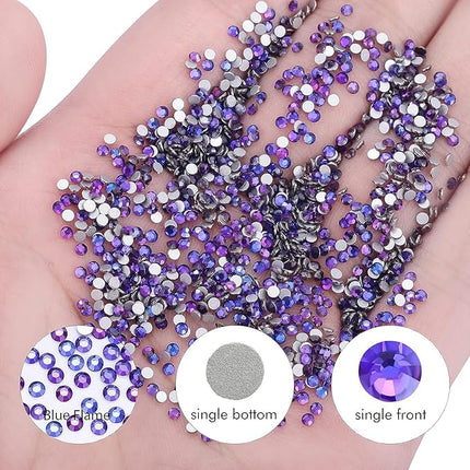 1440Pcs Purple Velvet Crystal Rhinestones,Glass Flatback Rhinestones Gemstones Small for Nail Face Makeup Art Crafts Clothes Decoration - (SS8,2.4mm,Purple Velvet)