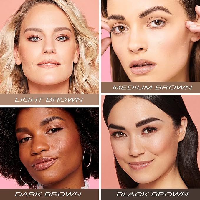 Eyebrow Stamp Stencil Kit - Eyebrow Powder and Eyebrow Stencils for Shaping with Eyebrow Brush, Long-Lasting Waterproof Brow Shaping Kit with 24 Reusable Thin & Thick Eyebrow Stencils (Black Brown)