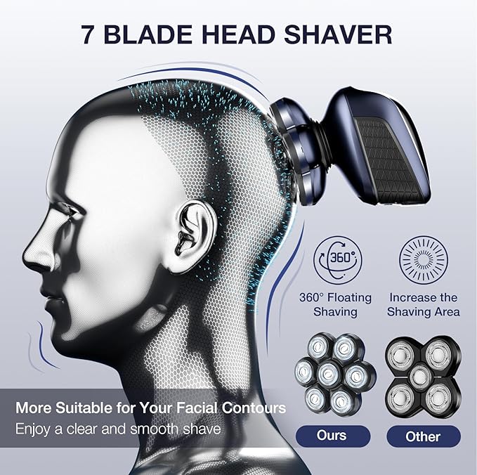 Head Shavers for Bald Men: 5-in-1 Electric Razor - Waterproof Wet Dry Shaving - Professional Grooming Kit for Balder - Rechargeable Head Shavers for Face/Beard