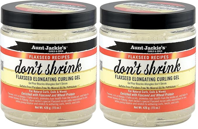 Aunt Jackie's Curling Gel, Elongating, for Natural Curls | Flaxseed Formula | Prevents Dryness | 15 oz | Pack of 2