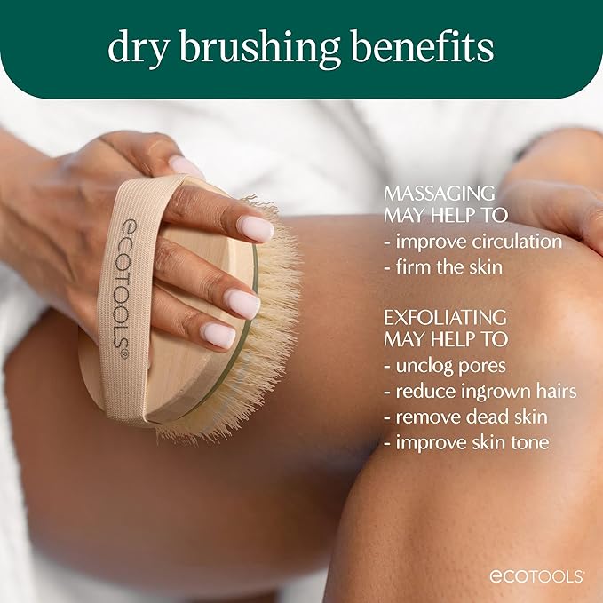EcoTools Dry Body Brush, for Post Shower & Bath Skincare Routine, Removes Dirt and Promotes Blood Circulation, 1 Count