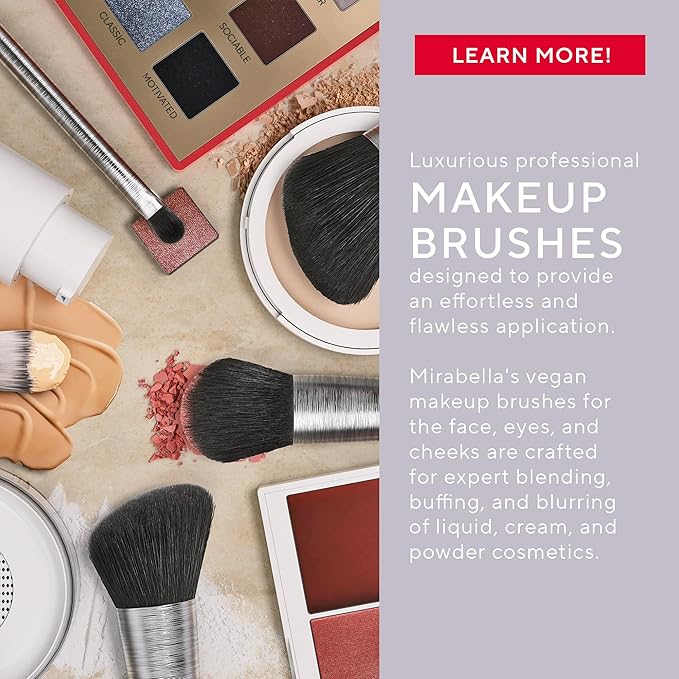 Mirabella Blending Eyeshadow Brush, Premium Professional Makeup Brush Collection, Cruelty-Free Synthetic Bristle Brush with Hand-Sculpted Brushed Aluminum Handle, Luxury Blending Brush for Makeup