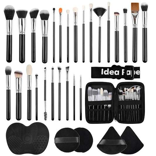 Makeup Brushes 32 Pcs Makeup Kit, Travel makeup brush set, Portable makeup brush set，Multi-functional Makeup Tool Set with Makeup Brush Foundation Brush Make up Brushes Set (LH32, Count, 32)