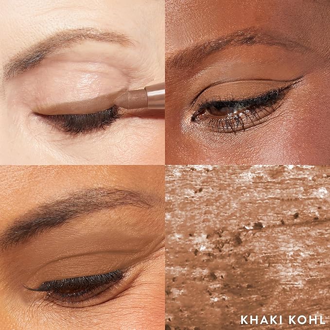 LAURA GELLER NEW YORK Kajal Longwear Kohl Eyeliner Pencil - Khaki Kohl - Caffeine and Vitamin E - Smooth & Blendable Liner - Built-In Sharpener