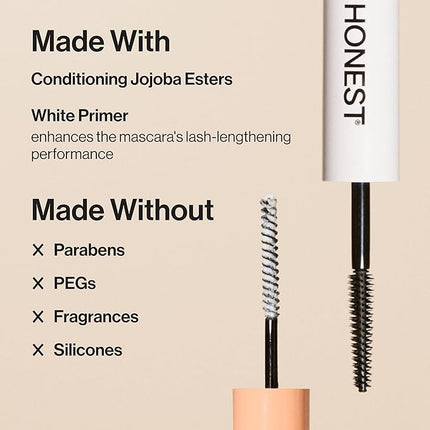 Honest Beauty 2-in-1 Extreme Length Clean Mascara, Lash Primer, Lengthening, Volumizing, Cruelty-Free, Safe for Sensitive Eyes, Black, .27 fl oz
