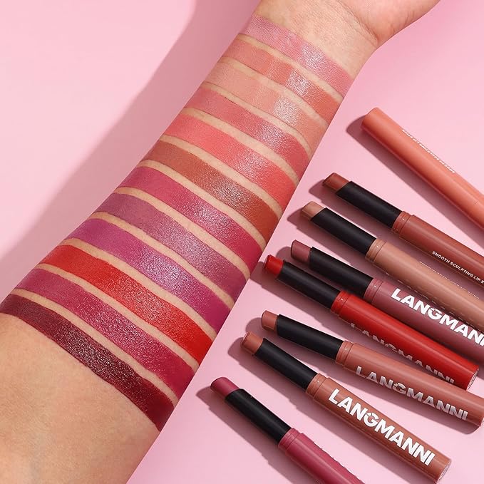 Jolilab 2Pcs Velvet Matte Lipstick Nude Matte Soft Dark Color Stick High Pigmented Long-Lasting Waterproof Lip Stick Lip Balm Beauty Cosmetics Gift for Girls and Women（05#+06#