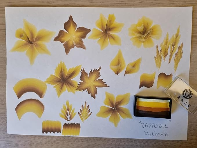 Kraze FX Dome Stroke - Daffodil by Linnea (25 gm), Professional 1-Stroke Split Cake, Hypoallergenic, Non-Toxic, Water Activated Face & Body Painting Makeup Supplies for Kids Safe Adults