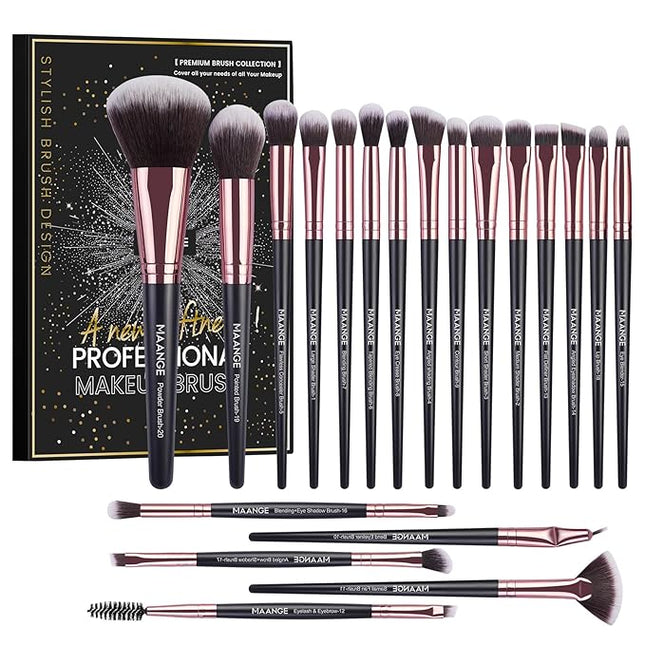 Make up Brushes, 20 Pcs Professional Makeup Brushes Set Foundation Eyeshadow Blush Brush,Travel Kabuki Blending Concealers Face Powder Eye Makeup Brush Sets with Gift box(Black)