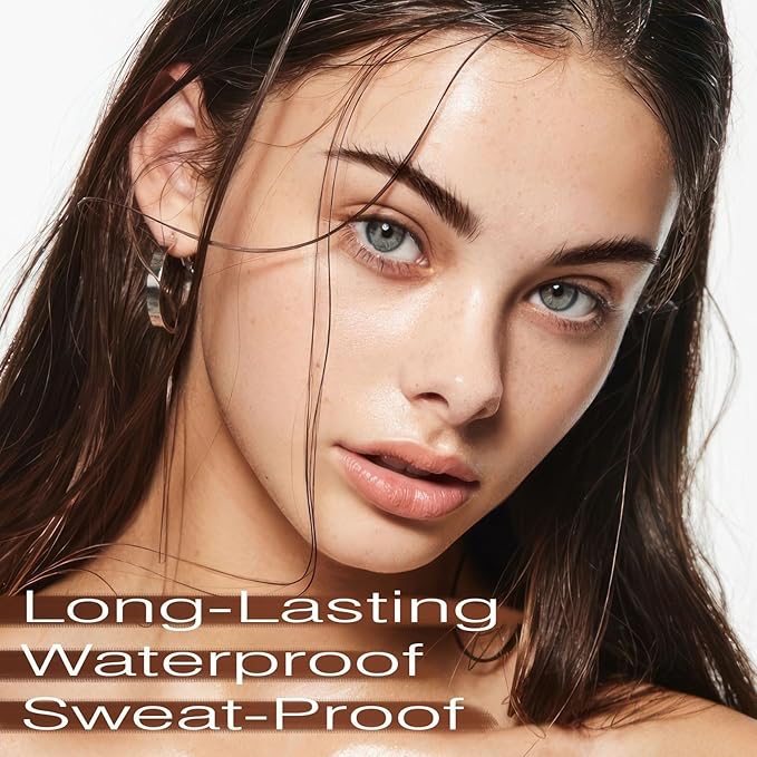 Eyebrow Stamp Stencil Kit - Eyebrow Powder with Brush Long-Lasting & Waterproof Brow Shaping Kit with 24 Reusable Thin & Thick Eyebrow Stencils for Natural Eyebrow Color (Dark Brown)