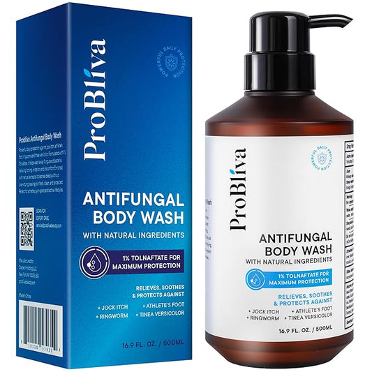 Antifungal Body Wash Treatment Soap – Antibacterial Wash for Jock Itch, Ringworm, Back Acne, Tinea & Foot Odor – Medicated Skin Relief Cleanser Gel with Tea Tree Oil & Tolnaftate for Men and Women
