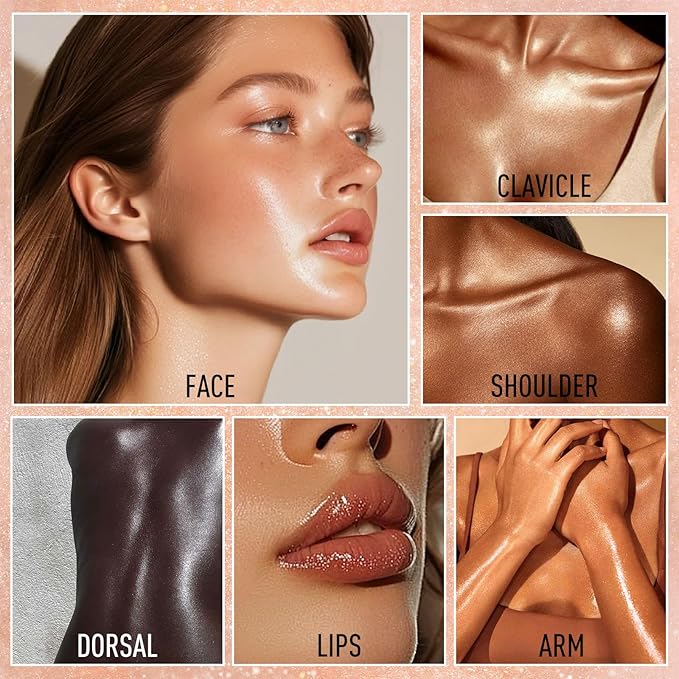 Highlighter Makeup Palette Shimmer Glitter Face Body Illuminator Highlighter Makeup Kit Long Lasting Highly Pigmented Highlighters Makeup Palette #1 Tulip White