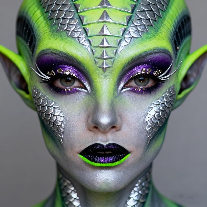 Go Ho Ogre Green Face Body Paint Washable(2.37oz/pc),Water Based Cream Ogre Green Face Paint and Body Paint,Halloween Costumes Festivals Cosplay SFX Makeup