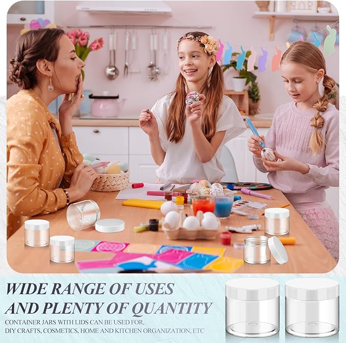 SATINIOR 36 Pieces 6 oz Plastic Jars with Lids Wide Mouth Airtight Reusable Container Acrylic Cosmetic Small Jars for Lotions Ointments Travel Toiletries Creams Make up Storage(White)