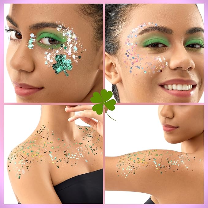 FANDAMEI Body Glitter Gel- 6 Color Glitter Makeup Face Paint for Body&Face&Hair, Rave Festival Mermaid Halloween Concert, Hair Glitter for Kids & Women