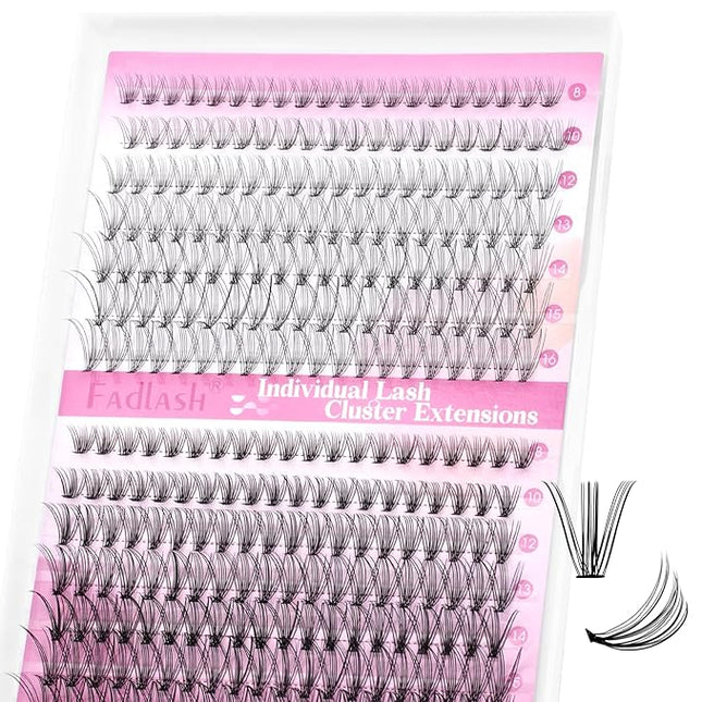 DIY Eyelash Extension 10D+20D Cluster Lashes Large Mixed Tray Natural Long Mink Individual Lashes Reusable False Eyelashes Extension (10D+20D-0.07-D, 8-16mm)