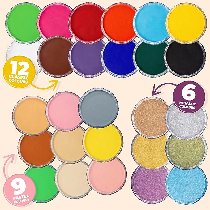 Blue Squid Face Paint Water Based Single Cake Professional Face Paint & Body Paint - Water Activated, Kids Adults Face Painting for Costume, Halloween Makeup, Cosplay - Pastel Green Face Paint 30g