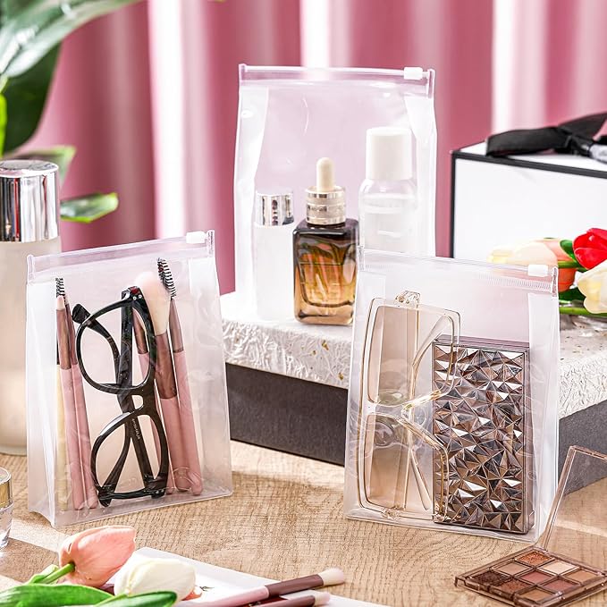 Xuniea 50 Pcs Mini Clear Makeup Bag Small Clear Zipper Pouch Travel Plastic Cosmetic Organizer Waterproof for Toiletries Swimsuit Bikini Bathing Suit(5'',Transparent)