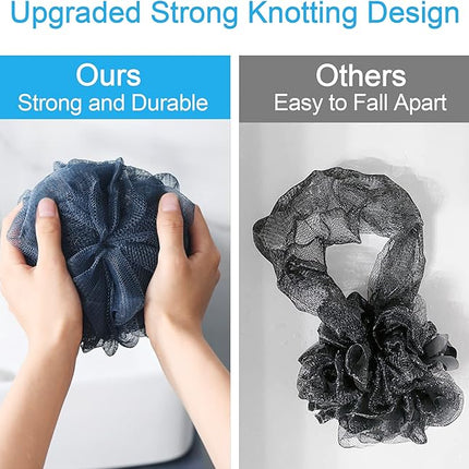 AmazerBath Loofah Sponge 60g/Piece, Exfoliating Bath Sponge Body Scrubber - Loofa Set of 4 Grey Blue-Pink-Grey-White