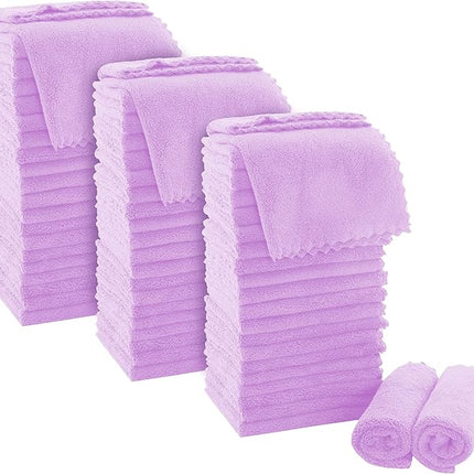MOONQUEEN Ultra Soft Premium Washcloths Set - 12 x 12 inches - 72 Pack - Quick Drying - Highly Absorbent Coral Velvet Bathroom Wash Clothes (Purple)
