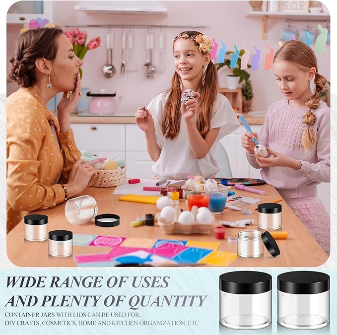 SATINIOR 36 Pieces 1 oz Plastic Jars with Lids Wide Mouth Airtight Reusable Container Acrylic Cosmetic Small Jars for Lotions Ointments Travel Toiletries Creams Make up Storage(Black)