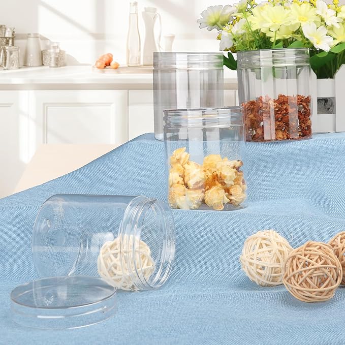 30 Packs 8 oz (250 ml) Clear Plastic Jars with Lids, Cosmetic Containers jars with Wide-Mouth for slime, beads, rhinestones, sequins Cosmetics, Lotion, Cream, Ointments and More