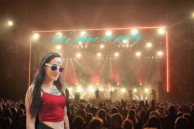 Musical Ruby Face Jewels - Rave Crystal Gems, Glitter Party Tattoos (8 Pcs)