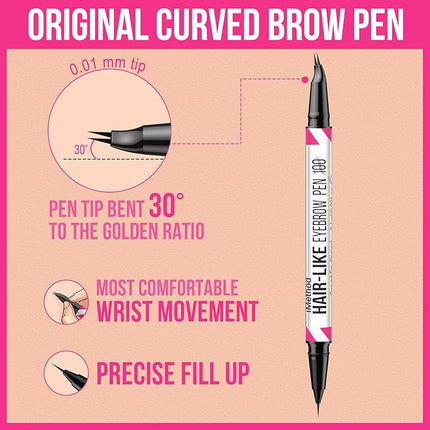 iMethod Curved Eyebrow Pen - 2-in-1 Dual-Ended Eyebrow Pencil with Curved Tip and Precise Brush-Tip for Natural Hair-Like Brows, Eyebrow Pencils for Women, Long Lasting, Grey