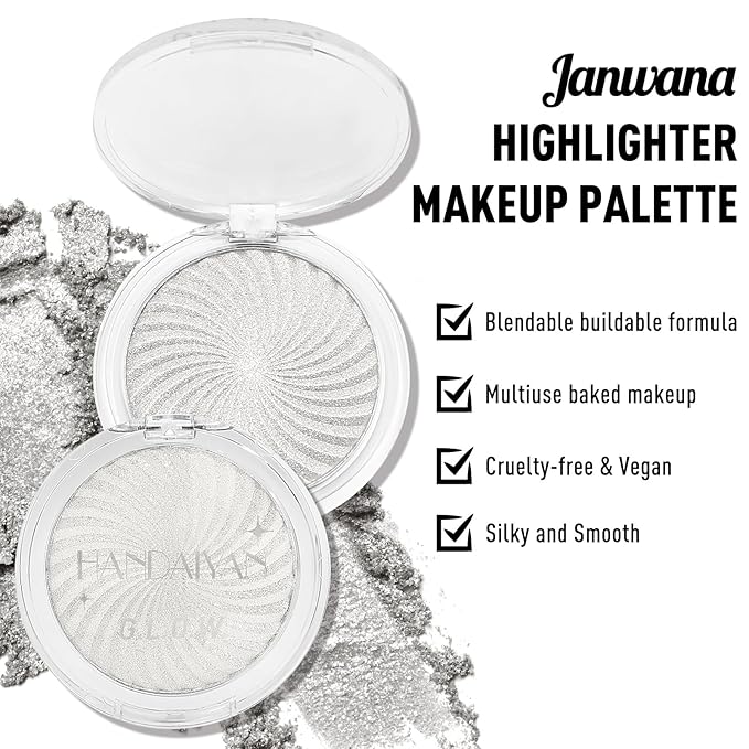 Highlighter Makeup Palette Shimmer Glitter Face Body Illuminator Highlighter Makeup Kit Long Lasting Highly Pigmented Highlighters Makeup Palette #1 Tulip White