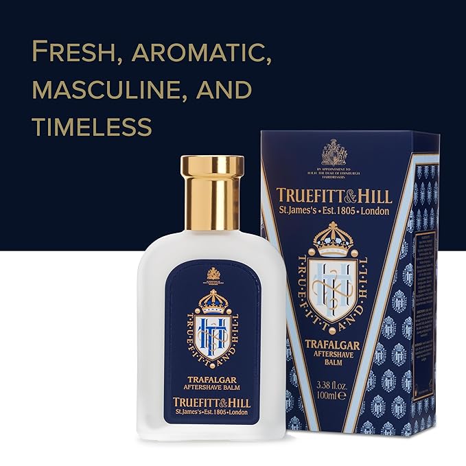 Truefitt & Hill Luxury Aftershave Balm - Trafalgar - Premium Soothing Moisturizer with Aloe Vera Extract - Ideal for Sensitive Skin, Razor Burn Relief, and a Silky Smooth Finish - 3.38 oz
