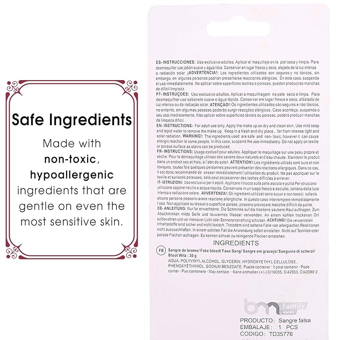 Fake Blood + Vampire Teeth Halloween Makeup Set, 1 OZ Washable Bright Fake Blood, Halloween White Teeth Fangs Teeth for Halloween Cosplay Party Favors