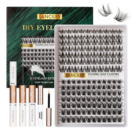 Lash Clusters 154pcs Lashes 10-18mm Eyelash Clusters Kit Natural Eyelashes DIY Cluster Eyelash Extensions Thin Band Cluster Lashes False Eyelashes Lash Extension Kit wth Bond & Seal & Remover-M34+M31