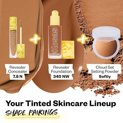 Kosas Revealer Concealer - Medium Coverage Makeup with Hyaluronic Acid, Conceals Dark Circles Under Eyes, Dark Spots and Blemishes + Brightens, Hydrates, Long-Lasting & Vegan, (Tone 7.8 N)