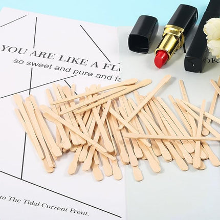 Bememo 500 Pcs Wax Sticks Eyebrow Brow Lip Nose Small Wooden Waxing Applicator Spatula Craft Sticks for Hair Face Legs Removal Spa