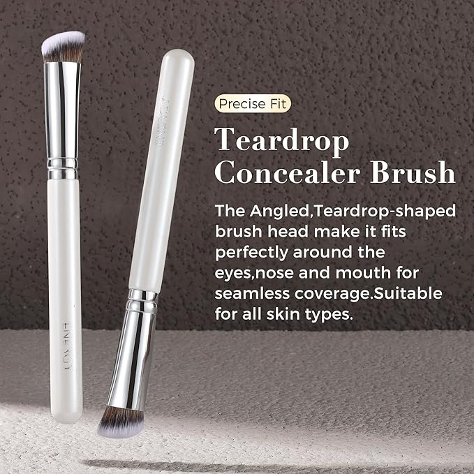 ENERGY Concealer Brush,Professional Under Eye Makeup Small Founation Angled Precision Face Blending Brush with Liquid Cream Powder for Dark Circles,Nose Contour,Eyeshadow Applicator White