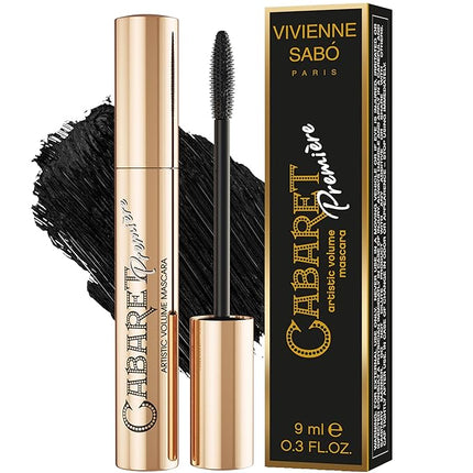 Vivienne Sabó Cabaret Premiere Black Mascara, Volume and Length, Defining, Curling, No Flaking, No Clumping, Smudge Proof, Washable, Cruelty-Free, Made in Europe, (01 Black), 0.3 Fl Oz, 1 Pack
