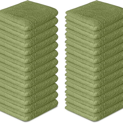 Softolle 100% Cotton Washcloths 24 Pack (12x12 Inches) Soft, Highly Absorbent Washcloth, Face Towels, Wash Cloths for Face, Ring Spun, Bulk Pack (Sage Green)