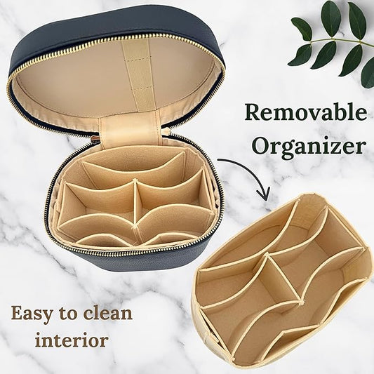 JAZD Vanity Case Makeup Bag with Removable Organizer Divider, Travel Toiletry Cosmetic Organizer for Women