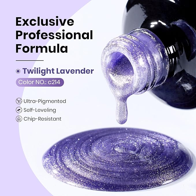 Beetles Purple Cat Eye Gel Polish, 15ML Purple Cat Eye Glitter Gel Polish with Magnet Soak Off UV Shimmer Velvet Gel Twilight Lavender Series French Nail Art Design Manicure Gifts for Women