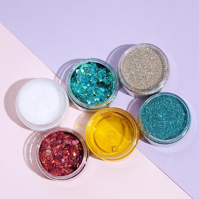 50 Pack 1 OZ Plastic Jars Round Clear Cosmetic Container with Clear Lids, Eternal Moment Slime Jars for Lotion, Cream, Ointments, Makeup, Eye shadow, Rhinestone, Samples, Pot, Travel Storage