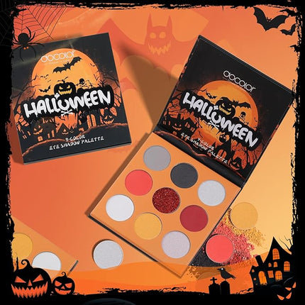 docolor Makeup Brush Set, 5PCS Goth Makeup Brushes Powder Contour Eyeliner Brow Eyeshadow Brush Set with 9 Colors Pigmented Eyeshadow Palette,1PC Makeup Sponge Puff & 3PCS Fake Scar Tattoo Makeup kit