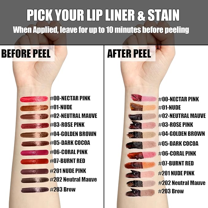 Peel Off Lip Liner Stain, Long Lasting Matte Lip Tattoo Makeup, Smudge-Proof, Highly Pigmented Color, Transfer-Proof, Waterproof, Suitable for All Skin Types, Coral Pink
