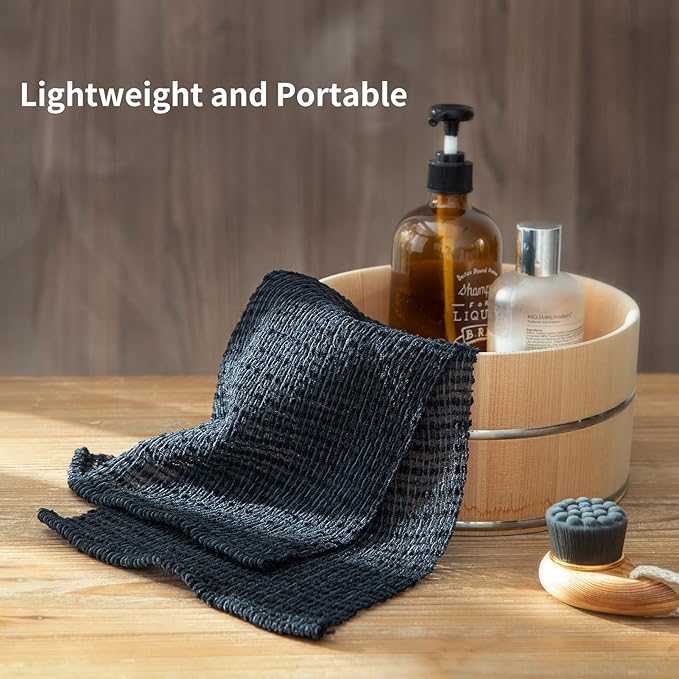 SHIMOYAMA Body Wash Towel, Exfoliating Shower Towel, Bath Loofah, Body Scrubber, Black