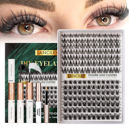 Lash Clusters 154pcs Lashes 10-18mm Eyelash Clusters Kit Natural Eyelashes DIY Cluster Eyelash Extensions Thin Band Cluster Lashes False Eyelashes Lash Extension Kit wth Bond & Seal & Remover-M34+M31