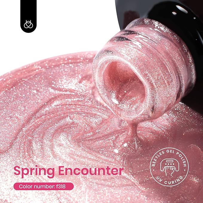 Beetles Pink Cat Eye Gel Nail Polish - 15ML Summer Light Pink Cat Eye Glitter Shimmer Gel Polish with Magnet Soak Off UV Soft Afternoon Collection Nail Art Design Manicure Gifts for Women