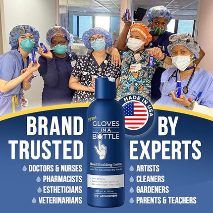 Gloves in a Bottle Shielding Lotion for Dry Itchy Skin Grease-Less and Unscented, 8 Fl Oz, Pack of 2