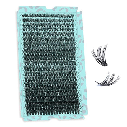 Lash Clusters 400pcs, 50D Mixed Tray DIY Eyelash Extension, D Curl Natural Wispy Individual Lashes Faux Mink & Cruelty Free Reusable Lash Clusters Extensions Black (50D, 9-18mm)