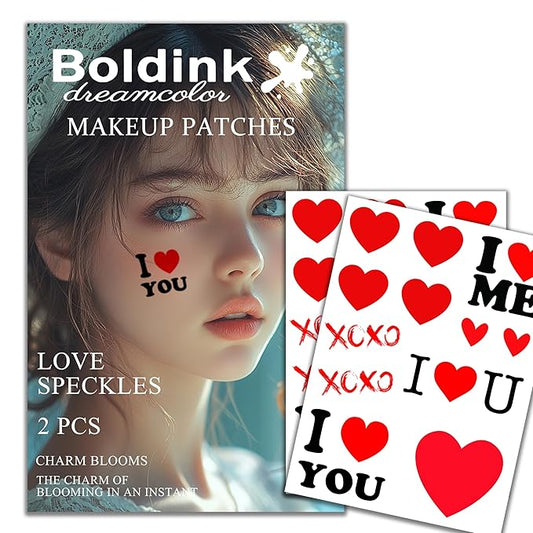 2pcs Makeup Stickers, Waterproof Face Love Heart Temporary Tattoo Stickers, Masquerade Stickers, Wedding Face Makeup Stickers for Women.