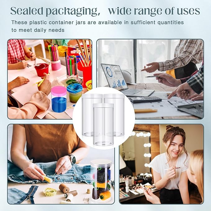 Patelai 4 Pieces Round Wide-mouth Leak Proof Plastic Container Jars with Lids for Travel Storage Makeup Beauty Products Face Creams Oils Salves Ointments DIY Making(32 Ounce,Clear)