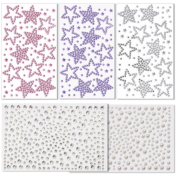 Teenitor Star Face Stickers Star Face Gems For Kids Women, Self Adhesive Face Rhinestones Hair Gems for Face, Body, Hair Makeup, Star Accessories Face Jewels For Women Kids